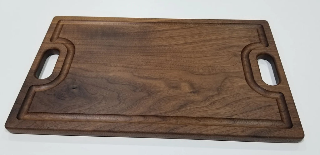 Large Walnut Cutting Board: Reversible Wood Serving Board with Handles