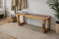 Handmade Cherry Entryway Bench: Solid Walnut Accents, Modern Design