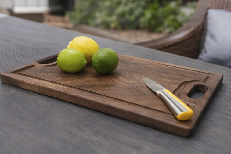 Large Walnut Cutting Board: Reversible Wood Serving Board with Handles