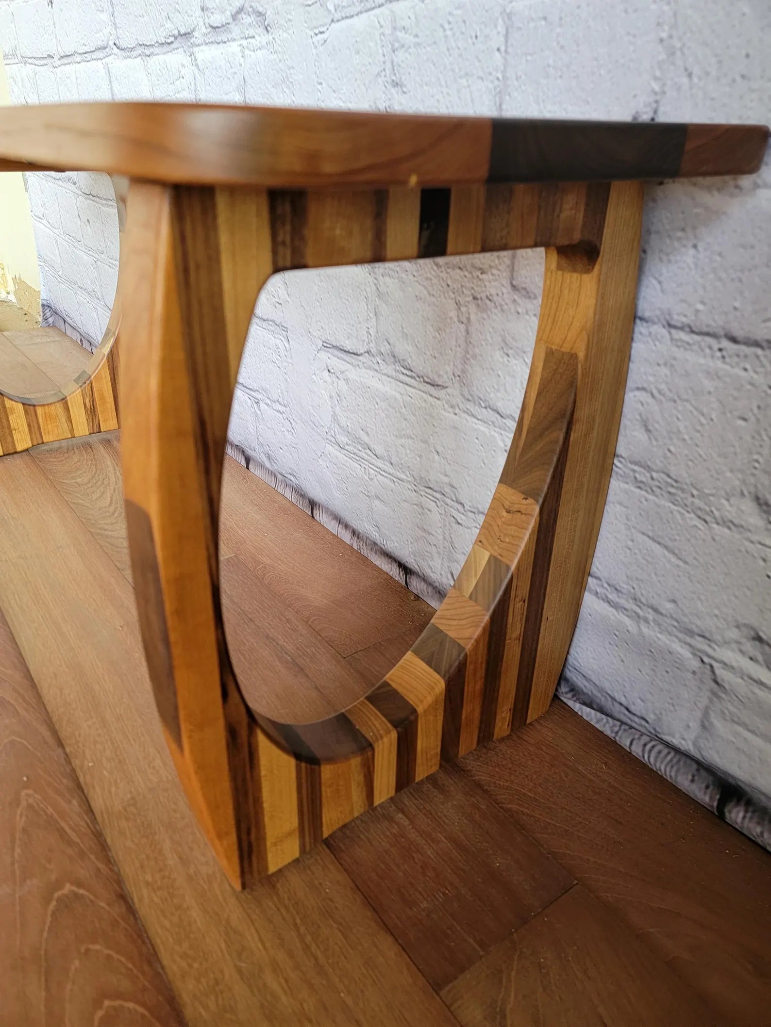 Handmade Cherry Entryway Bench: Solid Walnut Accents, Modern Design