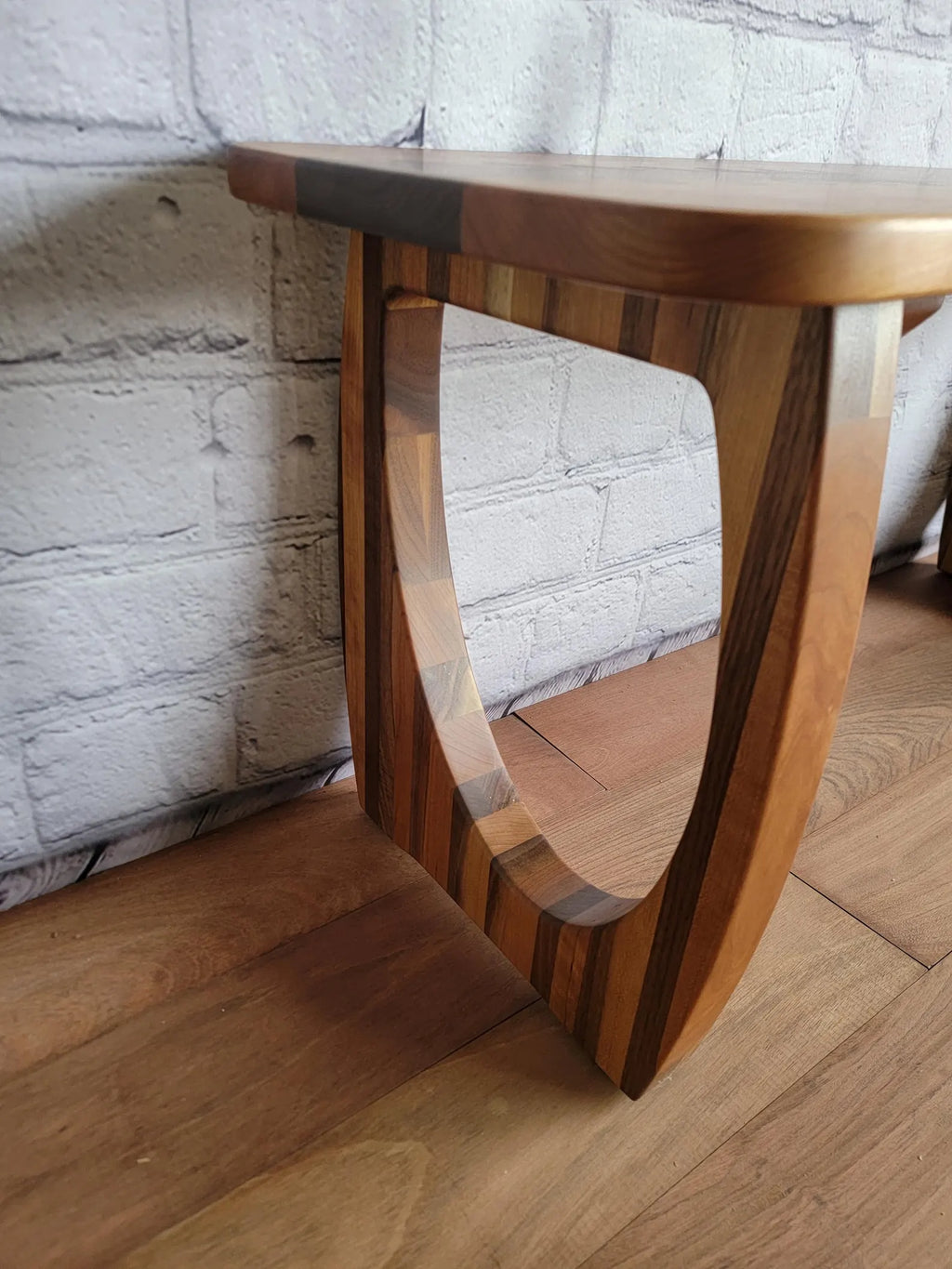 Handmade Cherry Entryway Bench: Solid Walnut Accents, Modern Design
