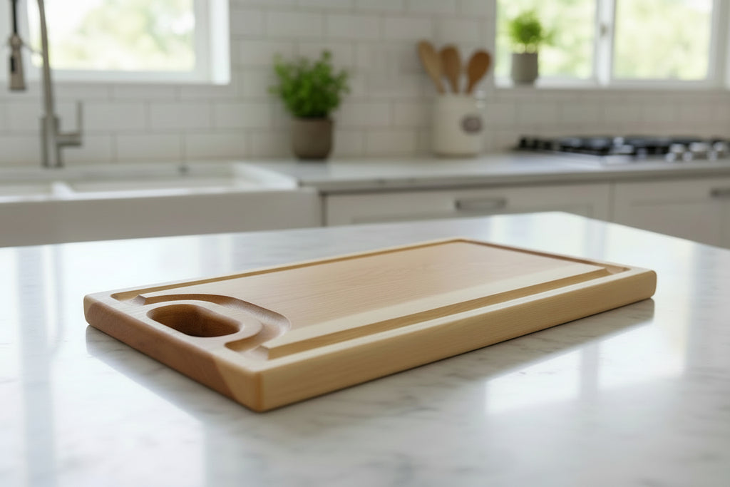 Hickory Cutting Board: Reversible Wood Serving Board with Handles